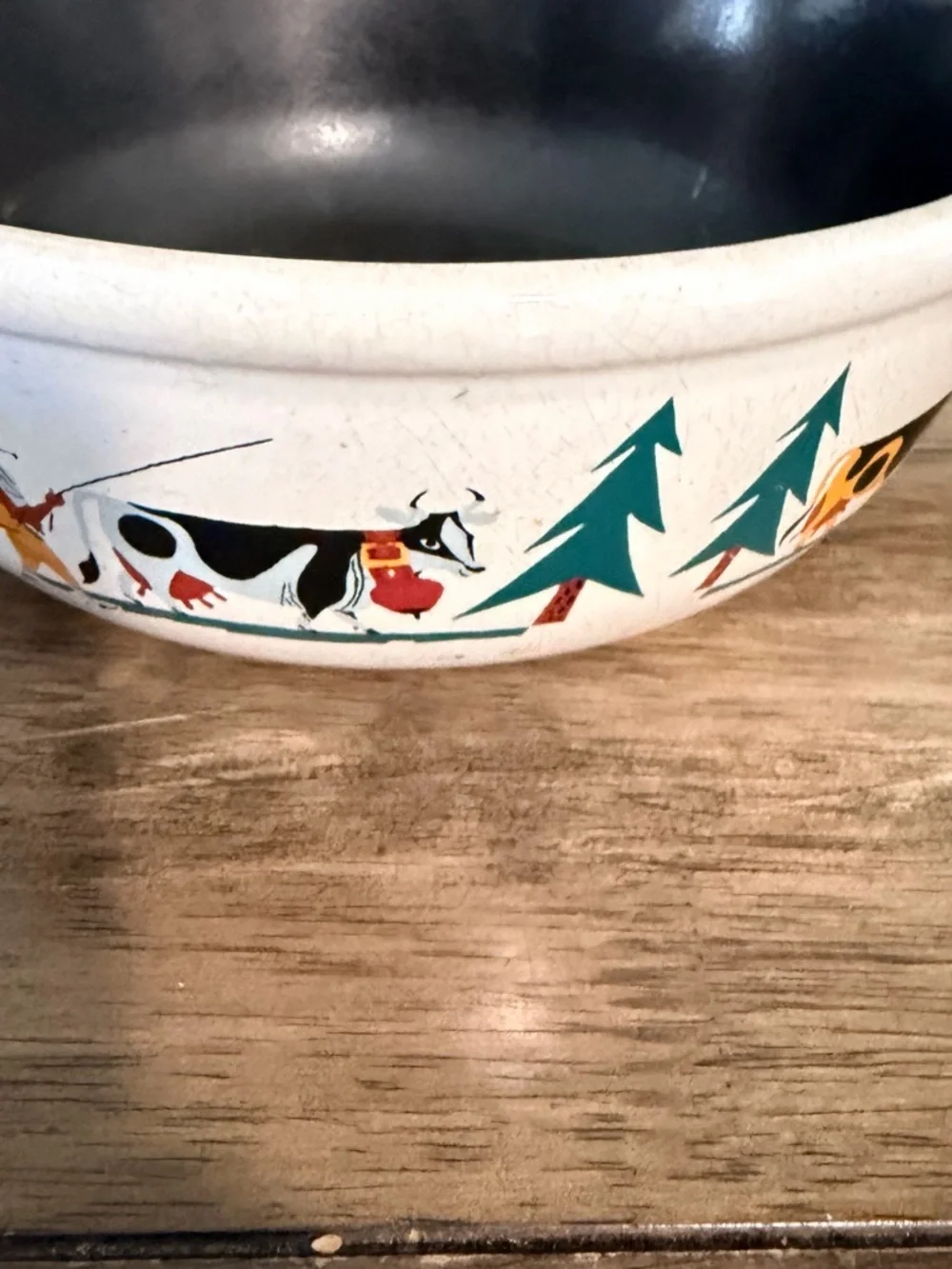 Vintage Landert Pottery Swiss fondue pot, likely dating from the 1950's